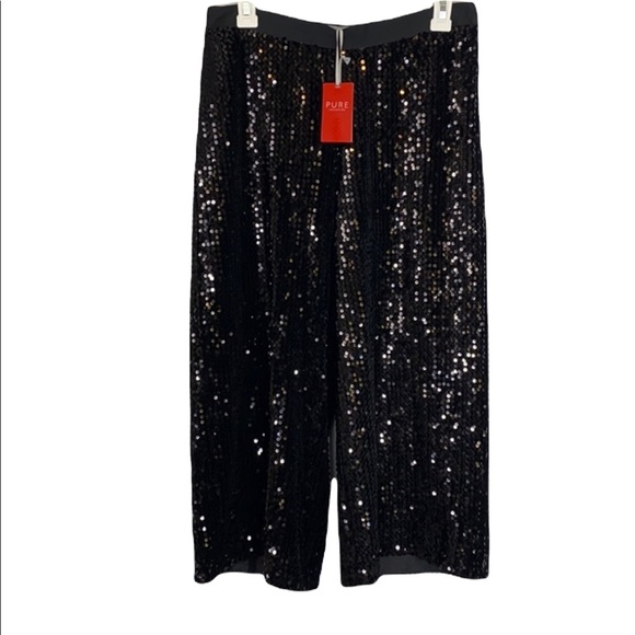 Pure Collection Black Sequin Trouser Size 6 - Picture 1 of 8